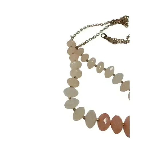 Peach double strand acrylic necklace vintage-lobster clasp-adjustable - Picture 4 of 9